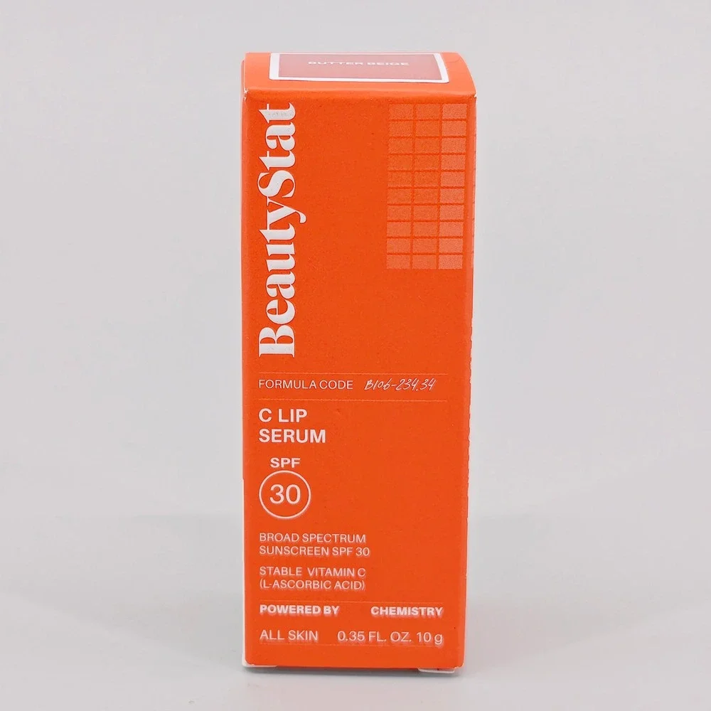 BeautyStat C Lip Serum SPF 30 Butter Beige Vitamin C Mineral Sunscreen 0.35oz
